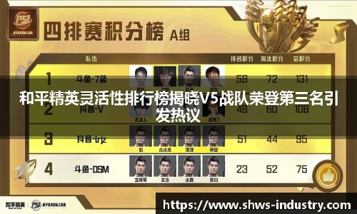 和平精英灵活性排行榜揭晓V5战队荣登第三名引发热议
